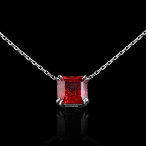 princess cut ruby pendant.